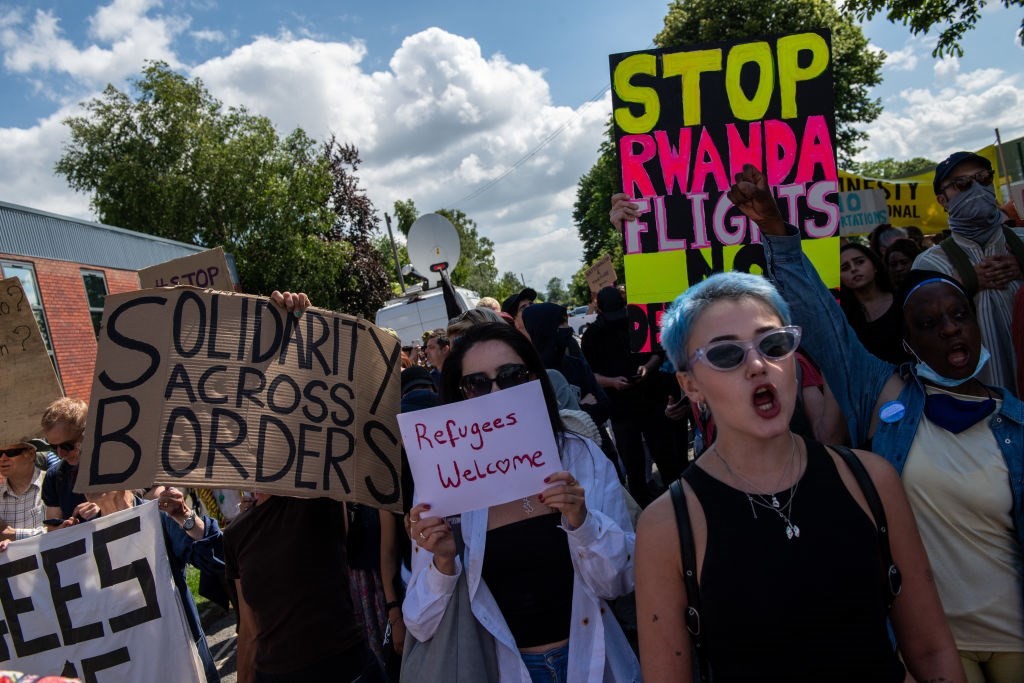 Protest UK deportations London Rwanda