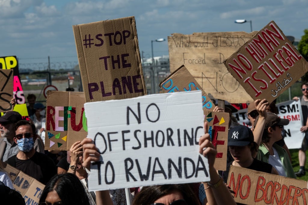 Protest UK deportations London Rwanda